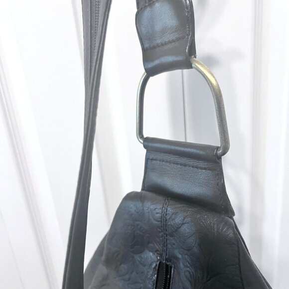 Great American Leather Works-Sling Backpack-Embossed Floral-Black-Lots/Storage main image 8